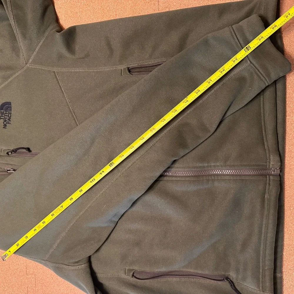The North Face Mens Full Zip Fleece Jacket Olive Green Large Hiking Outdoor